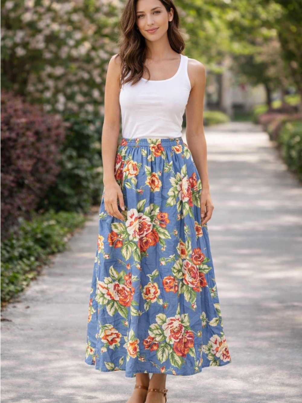 Vintage Tabi Floral Maxi Skirt - Size 16